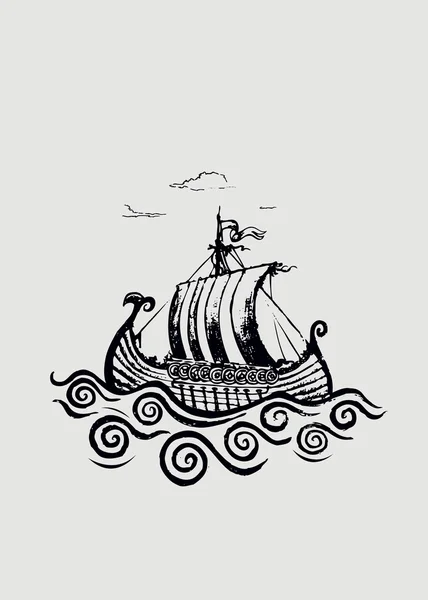 Navă vikingă — Vector de stoc
