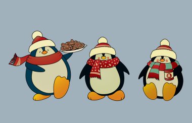 Tatlı ve komik Noel penguenler