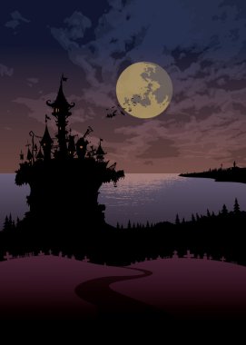 Halloween gece sahne manzarası