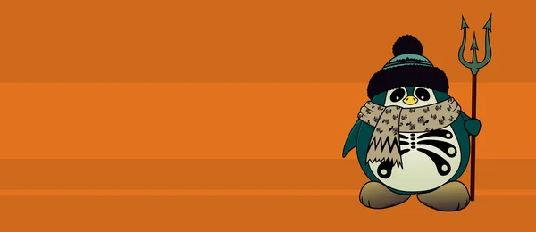 Un pingouin. Caractère Halloween — Image vectorielle