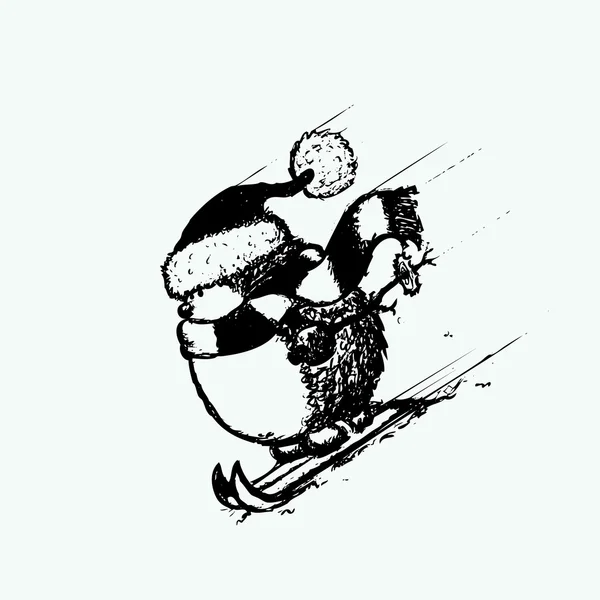 Kayakçı kirpi karakter — Stok Vektör