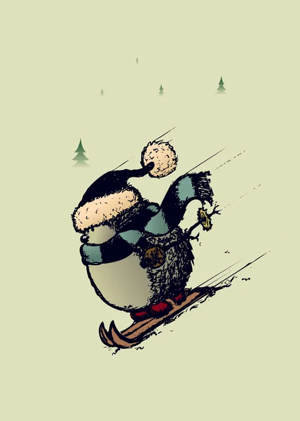 Skier hedgehog character — Stock Vector