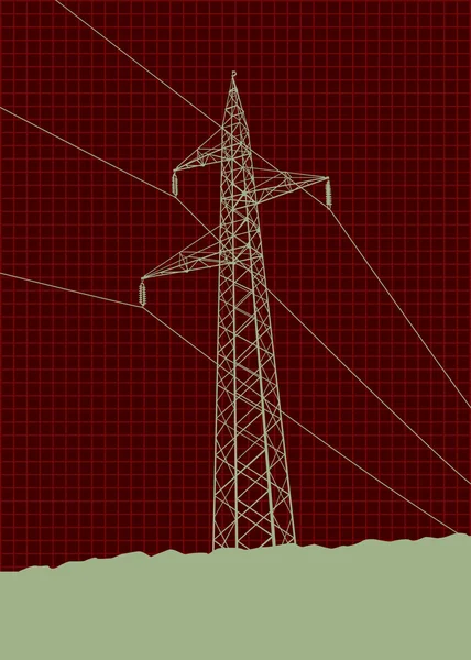 Hoogspanningsleidingen — Stockvector