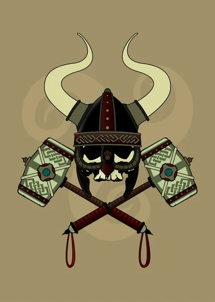 Viking crânio com capacete —  Vetores de Stock