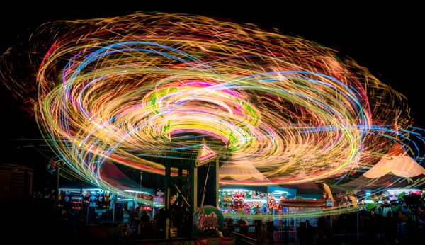 Long Exposure Thrilling Colorful Ride County Fair — Stock Photo, Image