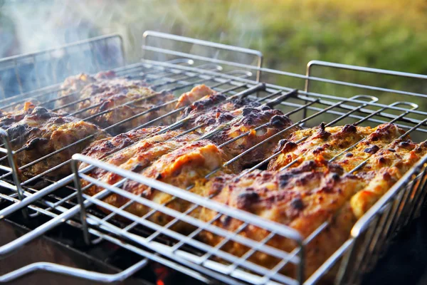 Peito de frango grelhado em uma brasa — Fotografia de Stock