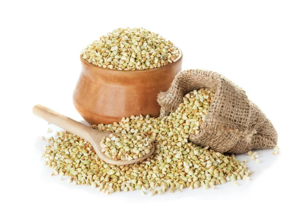 Green buckwheat isolated on a white — Stock Photo, Image