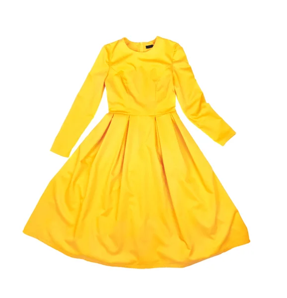 Fényes szép klasszikus elegáns sárga ruha — Stock Fotó