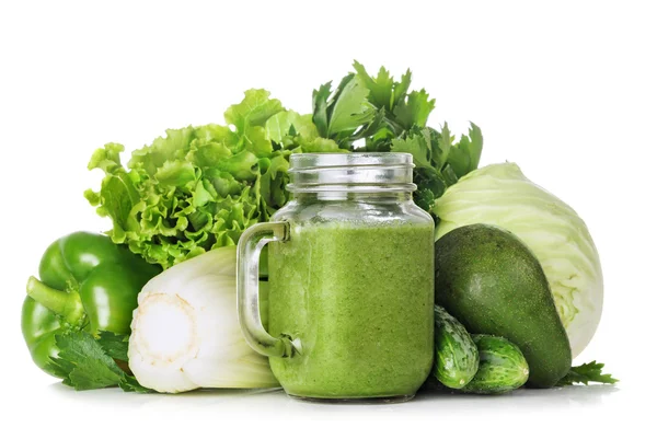 Batidos y verduras verdes — Foto de Stock