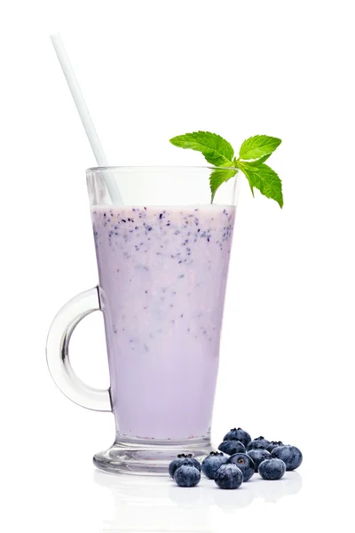 Fresh blueberry smoothies with milk — Stock Photo, Image