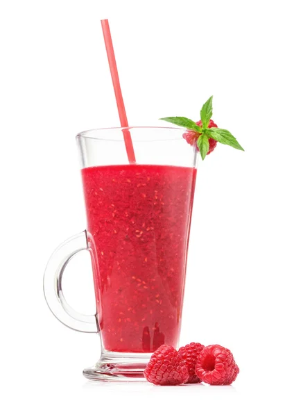 Fresh raspberry smoothies in a glass — Stock Photo, Image