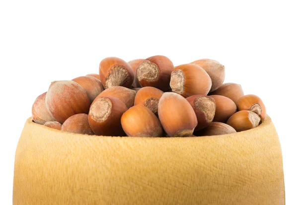 Hazelnut in a bowl isolated on white — Stock Photo, Image