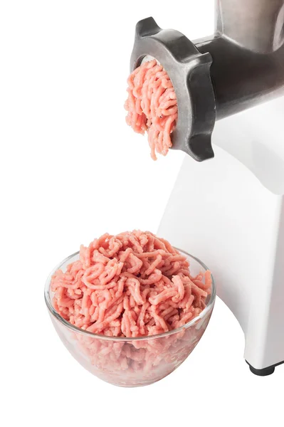 Mincer machine with fresh chopped pork — Stock Photo, Image