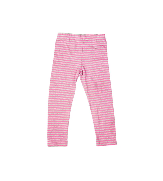 Un pantalón infantil en estampado a rayas rosa y gris — Foto de Stock