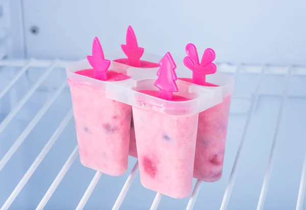 Hausgemachtes Eis, gefrorener Joghurt mit Brombeeren, Blaubeeren — Stockfoto