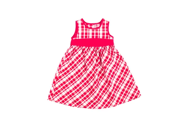 Beautiful elegant baby summer dress in red and white cell — 스톡 사진