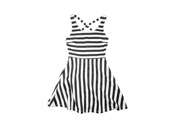 Cotton  women Summer dress with black and white stripes — Stock fotografie