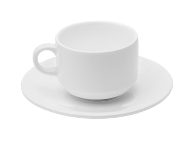 Empty white ceramic coffee or tea cup