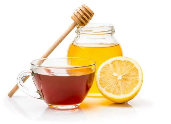 Siyah çay, bal ve limon