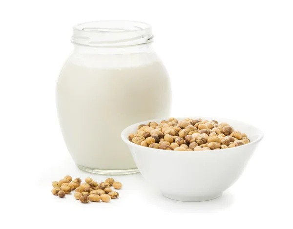 Soy milk in a glass jar — Stock Photo, Image