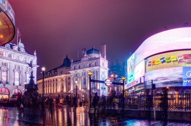 Piccadilly Circus at Night in London, UK clipart