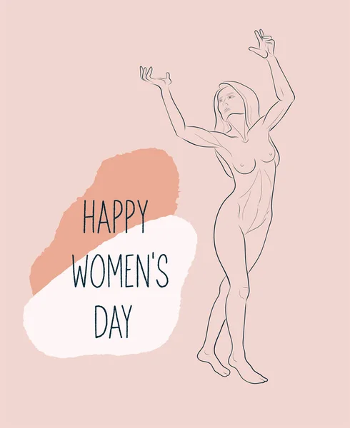 Šťastný Den Žen Března Abstraktní Jedno Tělo Ženy Vektorová Módní Royalty Free Stock Ilustrace