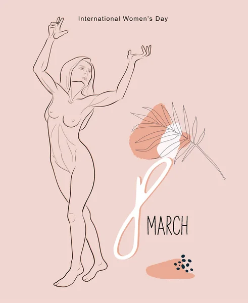 Šťastný Den Žen Března Abstraktní Jedno Tělo Ženy Vektorová Módní Vektorová Grafika