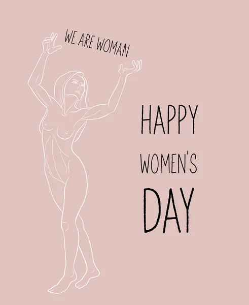 Šťastný Den Žen Března Abstraktní Jedno Tělo Ženy Vektorová Módní Royalty Free Stock Ilustrace