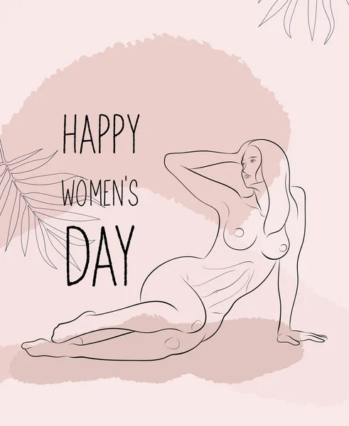 Šťastný Den Žen Března Abstraktní Jedno Tělo Ženy Vektorová Módní Stock Ilustrace
