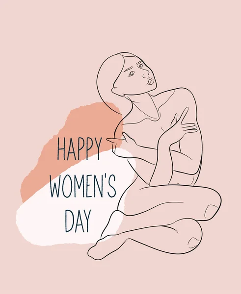 Šťastný Den Žen Března Abstraktní Jedno Tělo Ženy Vektorová Módní Stock Ilustrace