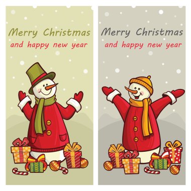 Noel kartı ile snowmens