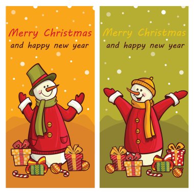 Noel kartı ile şirin snowmens