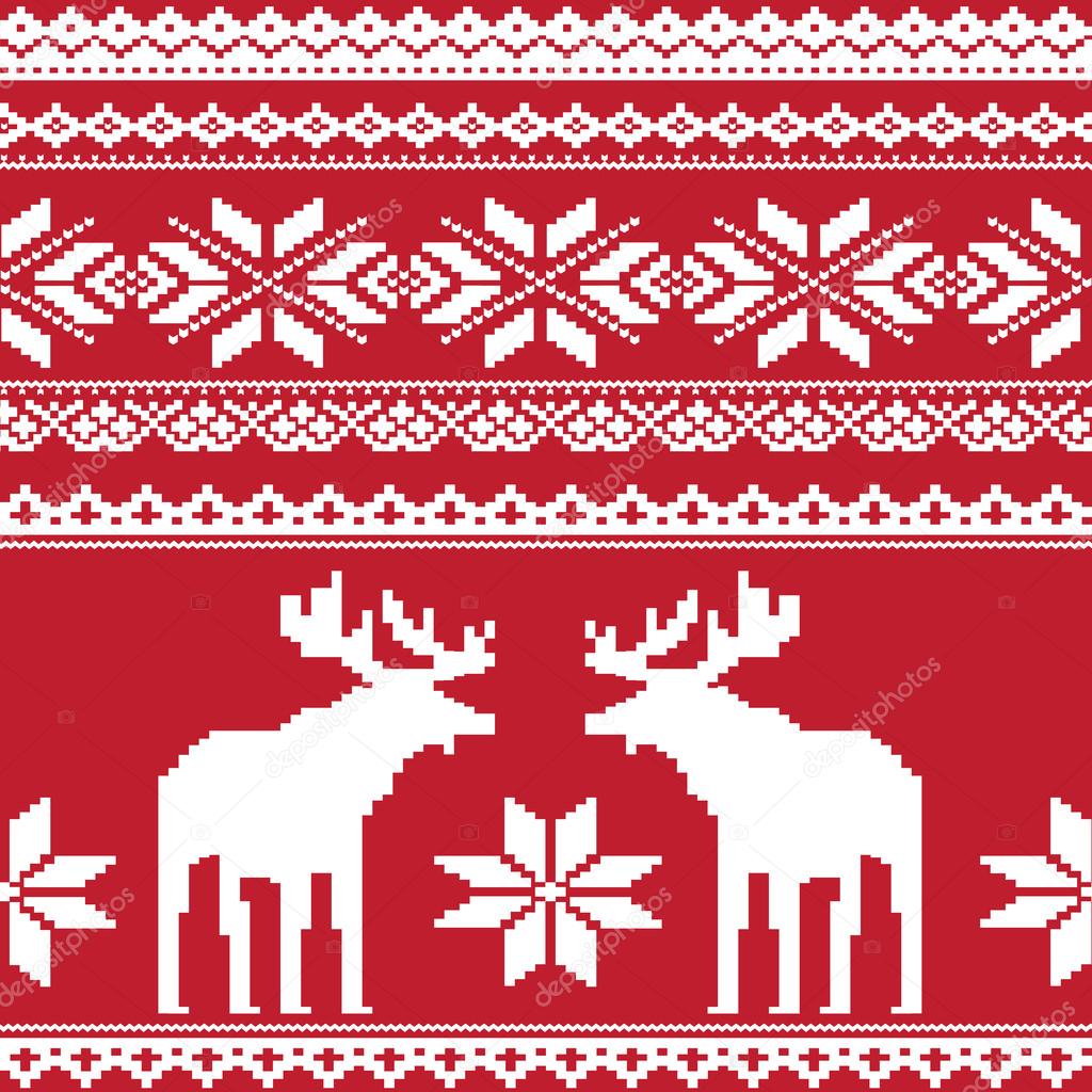 Scandinavian style seamless  pattern with deers
