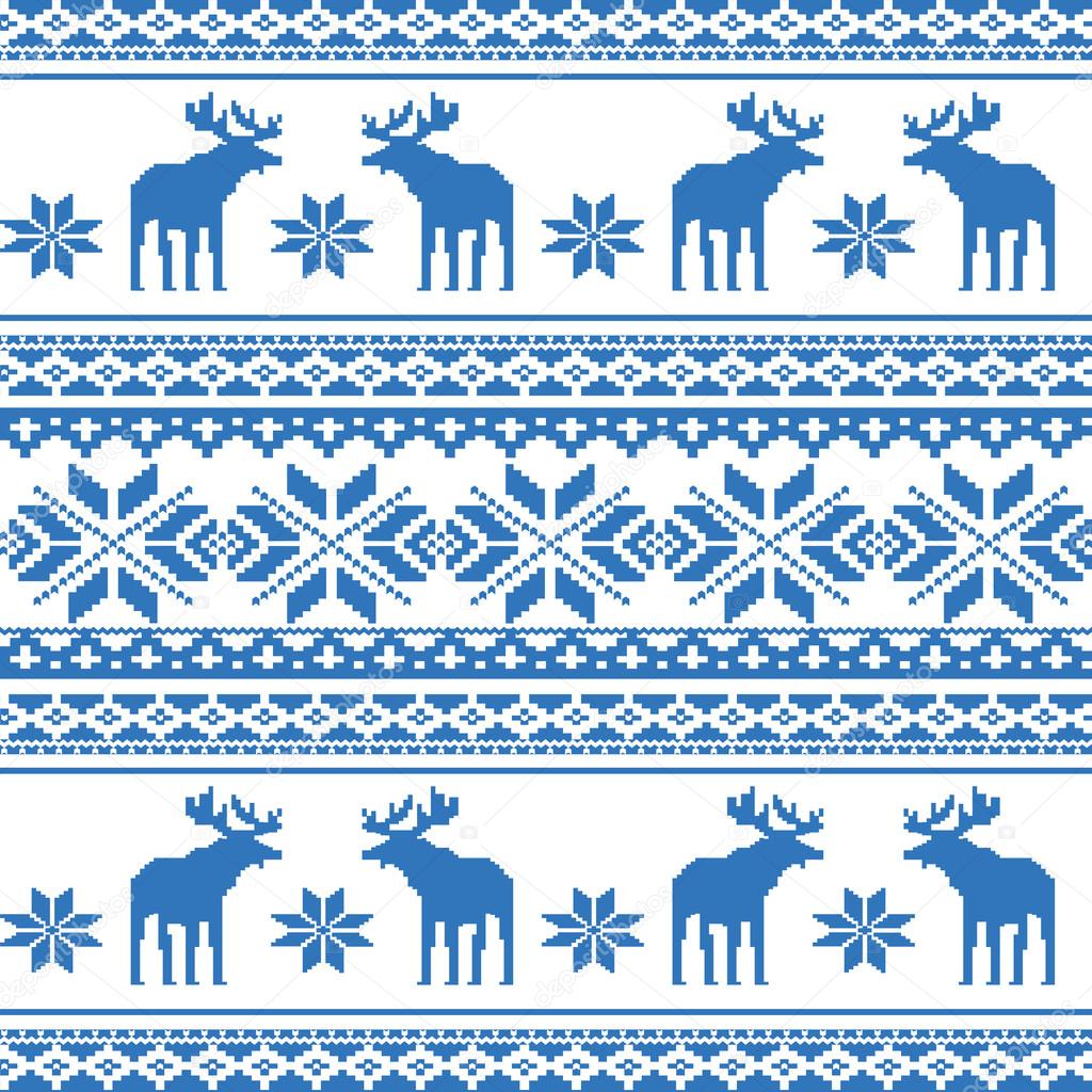 Scandinavian style seamless  pattern with deers