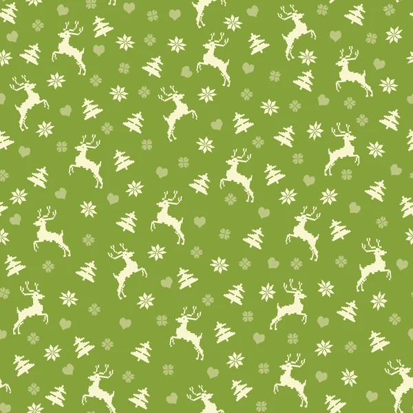 鹿とクリスマスのシームレスなパターン — ストックベクタ