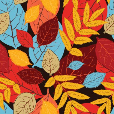 Yaprakları ve dalları ile sonbahar seamless modeli. 