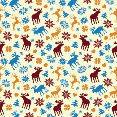 Noel Dikişsiz desen geyikler, kar tanesi ve diğerleri ile elem