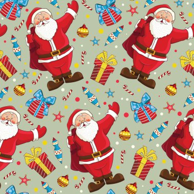 Noel Dikişsiz desen Noel Baba, hediyeler ve diğer öğeleri