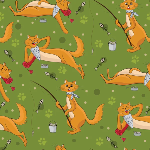 Set von bunten Katzen nahtlose Muster Hintergrund. Folge 10 — Stockvektor