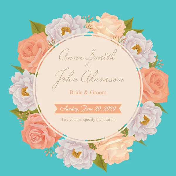 Bruiloft uitnodiging bloemplaat, behalve de datum kaart, groet auto — Stockvector