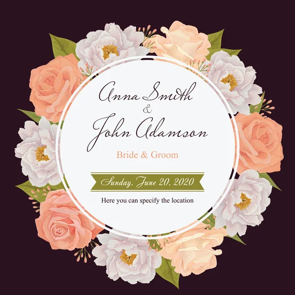 Bruiloft uitnodiging bloemplaat, behalve de datum kaart, groet auto — Stockvector