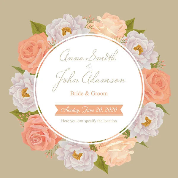 Carte d'invitation de mariage de fleurs, enregistrez la carte de date, voiture de voeux — Image vectorielle