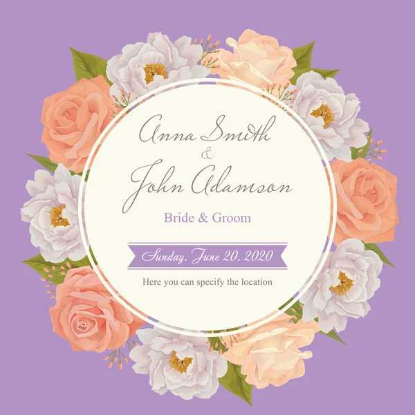 車の挨拶日カード保存の花結婚式招待状 — ストックベクタ