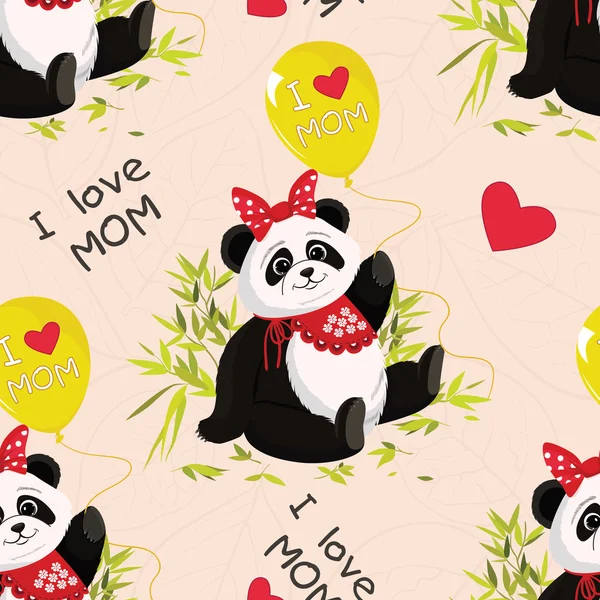 Varrat nélküli mintát pihenőhellyel, aranyos panda és a bambusz, a vector illusztrátor — Stock Vector