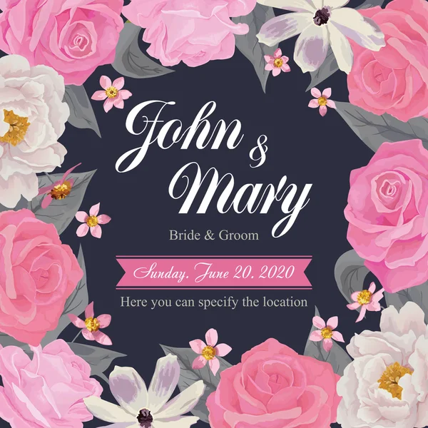 Blumen Hochzeitseinladungskarte, speichern Sie die Datumskarte, Grußkarte. Folge 10 — Stockvektor