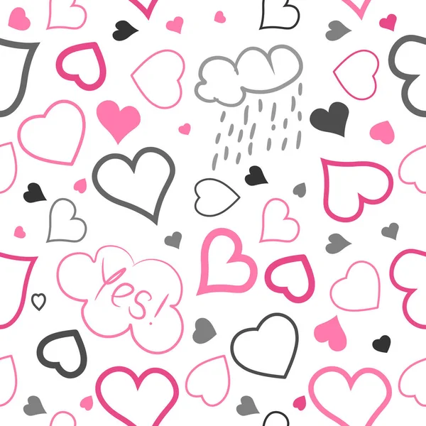 心臓だ シームレスなパターン ファブリックデザイン 包装紙 背景祭りの背景 Doodleベクトル — ストックベクタ