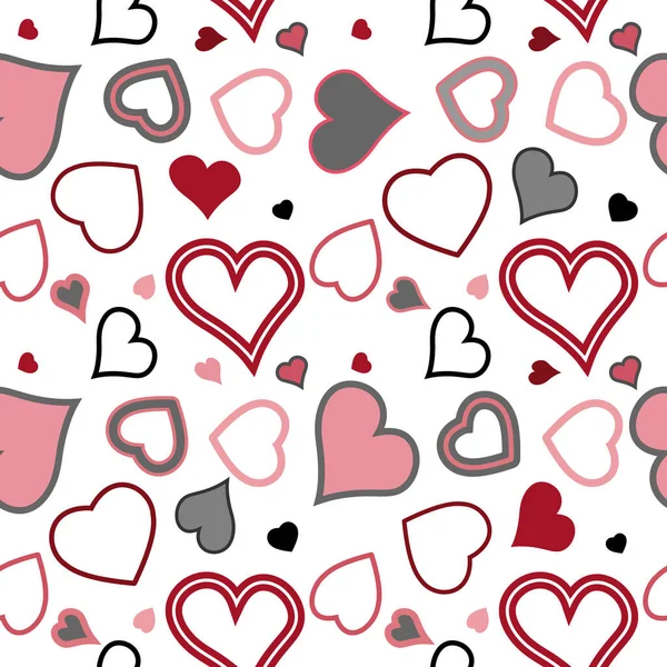 Herzen. Nahtloses Muster, Stoffdesign, Packpapier, Tapete, Hintergrund. Feierlicher Hintergrund — Stockvektor