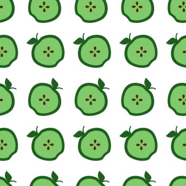 Dağınık kesilmiş elmalar. Sarı yeşil kırmızı renkler. Kusursuz desen