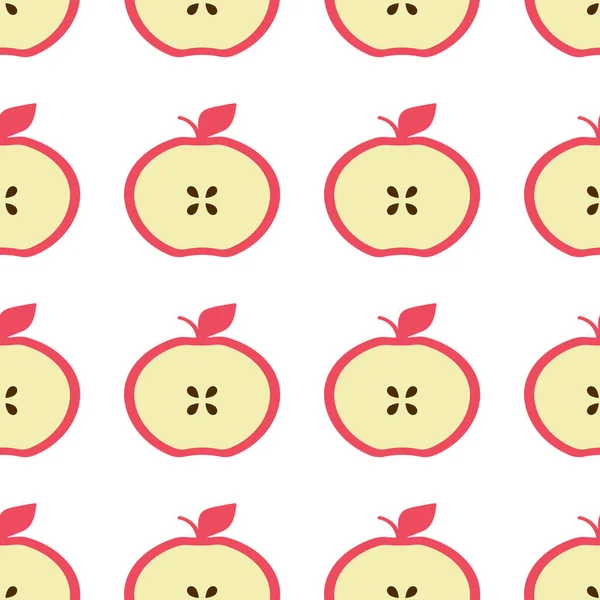 Pommes Coupées Éparpillées Couleurs Jaune Vert Rouge Modèle Sans Couture — Image vectorielle
