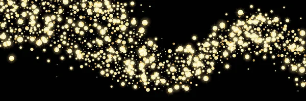 Düşen altın konfeti uçuyor. Şenlikli arka plan, tasarım kartları, davetiyeler. Siyah arkaplandaki soyut doku. Vektör illüstrasyonu